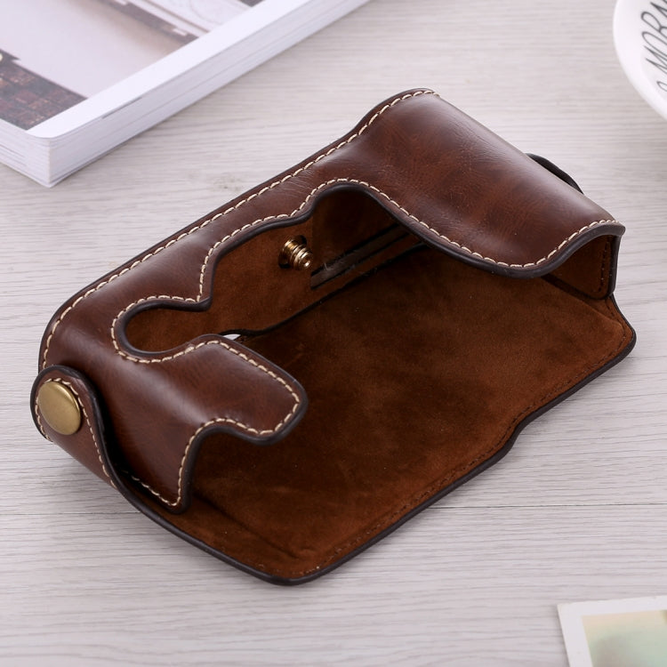 1/4 inch Thread PU Leather Camera Half Case Base for FUJIFILM X-A3 / X-A10(Coffee) - free shipping - PMC TechLife - Order now!