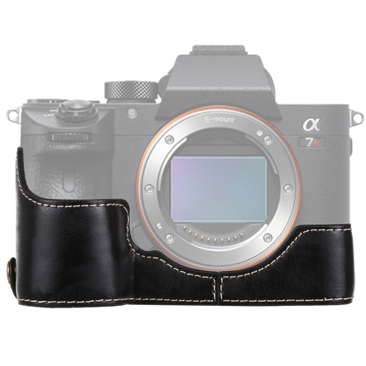 1/4 inch Thread PU Leather Camera Half Case Base for Sony ILCE-A9 / A9 / A7RIII(Black) - free shipping - PMC TechLife - Order now!