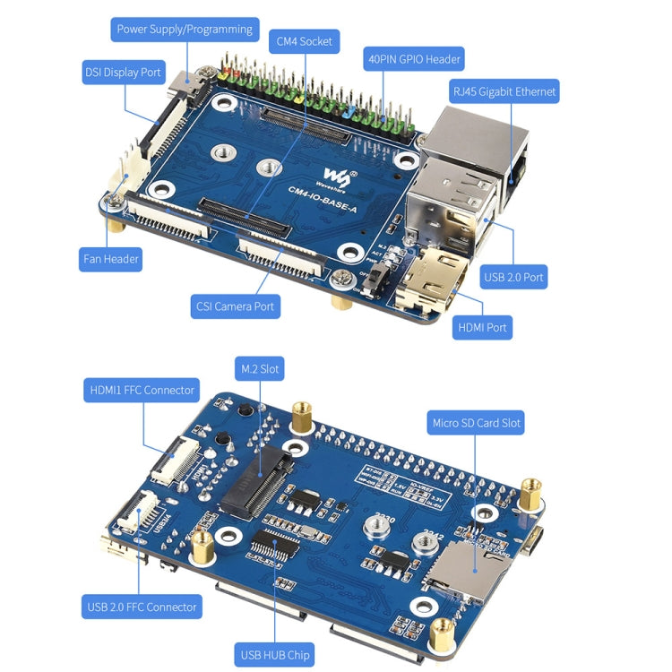 Waveshare Mini IO Board Lite Ver Mini-Computer Base Box with Metal Case & Cooling Fan for Raspberry Pi CM4(US Plug) - Mini PC Accessories by WAVESHARE | Online Shopping South Africa | PMC Jewellery | Buy Now Pay Later Mobicred