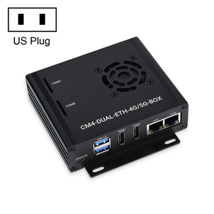 Waveshare Dual Gigabit Ethernet 5G/4G Computer Box with Cooling Fan for Raspberry Pi CM4(US Plug) - free shipping - PMC TechLife - Order now!