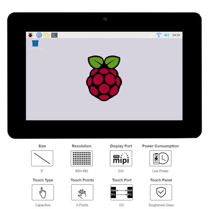 WAVESHARE 8 inch 800 x 480 Capacitive Touch Display for Raspberry Pi, DSI Interface - LCD & LED Display Module by WAVESHARE | Online Shopping South Africa | PMC Jewellery | Buy Now Pay Later Mobicred