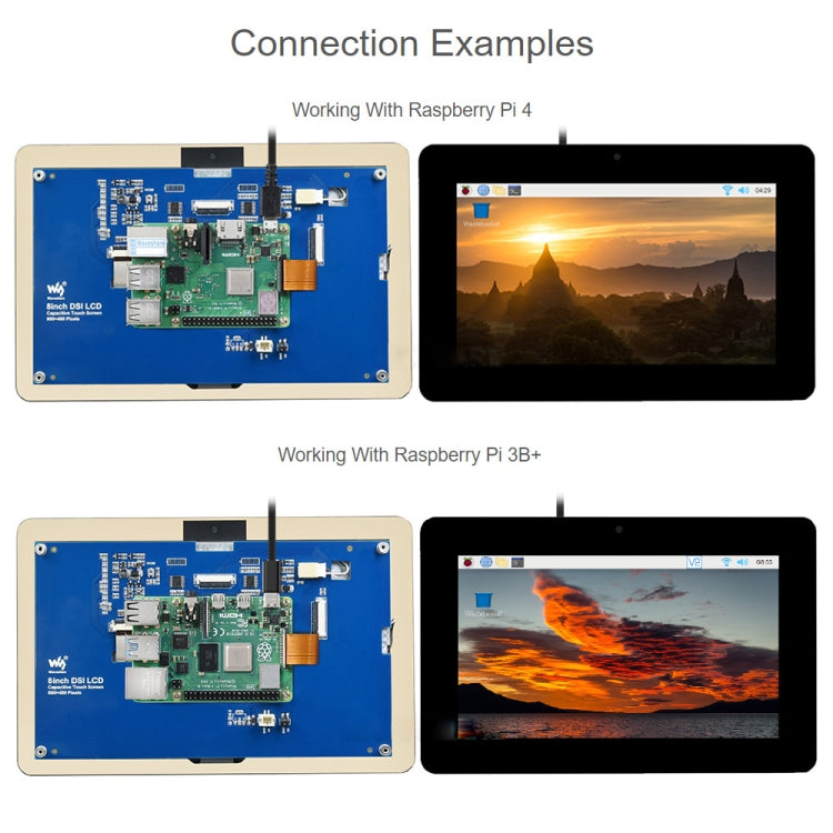 WAVESHARE 8 inch 800 x 480 Capacitive Touch Display for Raspberry Pi, DSI Interface - free shipping - PMC TechLife - Order now!