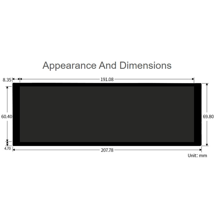 WAVESHARE 7.9 inch Capacitive Touch Display For Raspberry Pi, 400 x 1280, IPS, DSI Interface - free shipping - PMC Jewellery - Order now!
