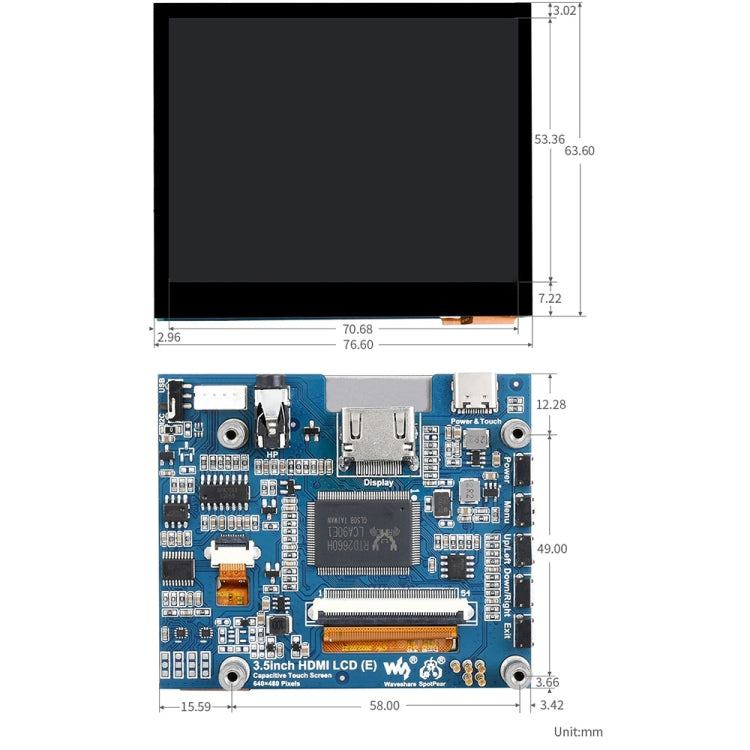 Waveshare 3.5 inch HDMI Capacitive Touch IPS LCD Display (E), 640 x 480, Audio Jack - Modules Expansions Accessories by WAVESHARE | Online Shopping South Africa | PMC Jewellery | Buy Now Pay Later Mobicred