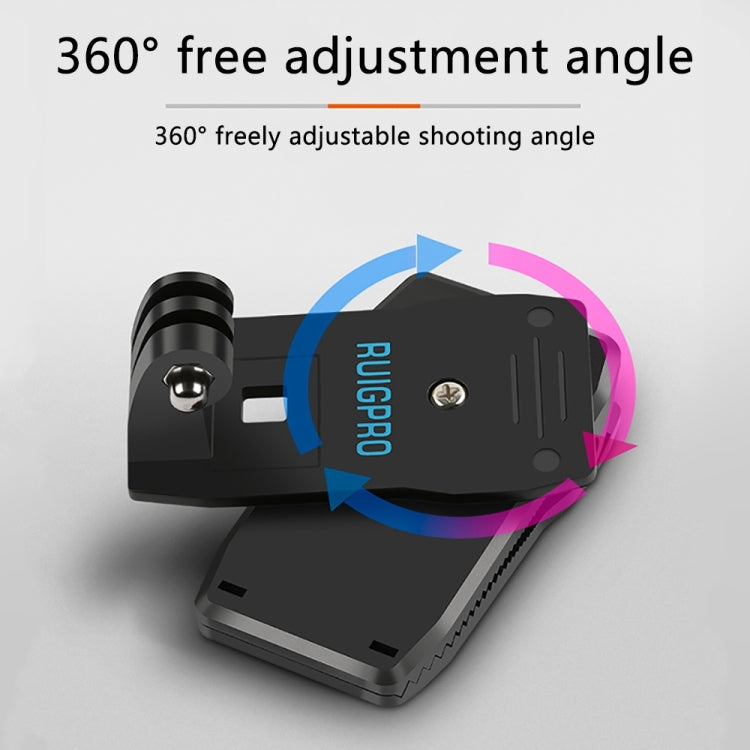 RUIGPRO 360 Degree Rotation Backpack Rec-Mounts Clip Clamp Mount with Screw for GoPro HERO9 Black / HERO8 Black /7 /6 /5 /5 Session /4 Session /4 /3+ /3 /2 /1, DJI Osmo Action, Xiaoyi and Other Action Cameras(Black) -  by RUIGPRO | Online Shopping South Africa | PMC Jewellery | Buy Now Pay Later Mobicred