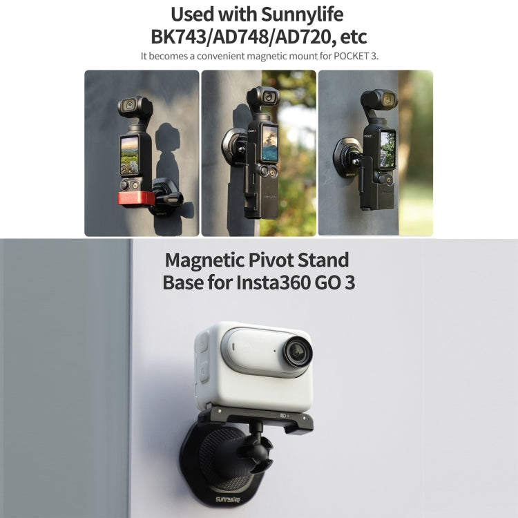 Sunnylife Universal Metal Magnetic Base 1/4 inch Adapter Aluminium Alloy Pivot Stand Base (Black) - Mount & Holder by Sunnylife | Online Shopping South Africa | PMC Jewellery | Buy Now Pay Later Mobicred