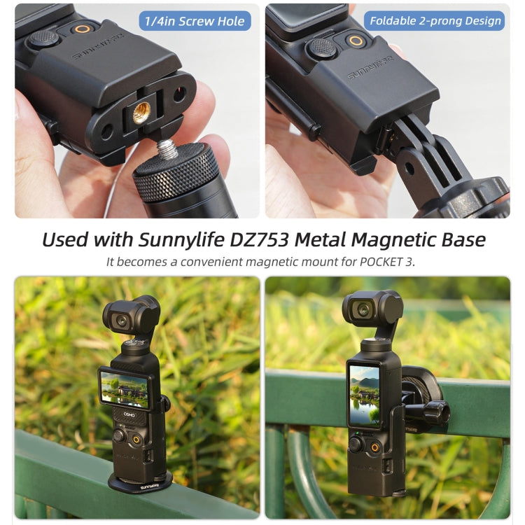 For DJI OSMO Pocket 3 Sunnylife Expansion Adapter Foldable Dual Hooks Adapter Protective Case Bracket (Black) - free shipping - PMC TechLife - Order now!