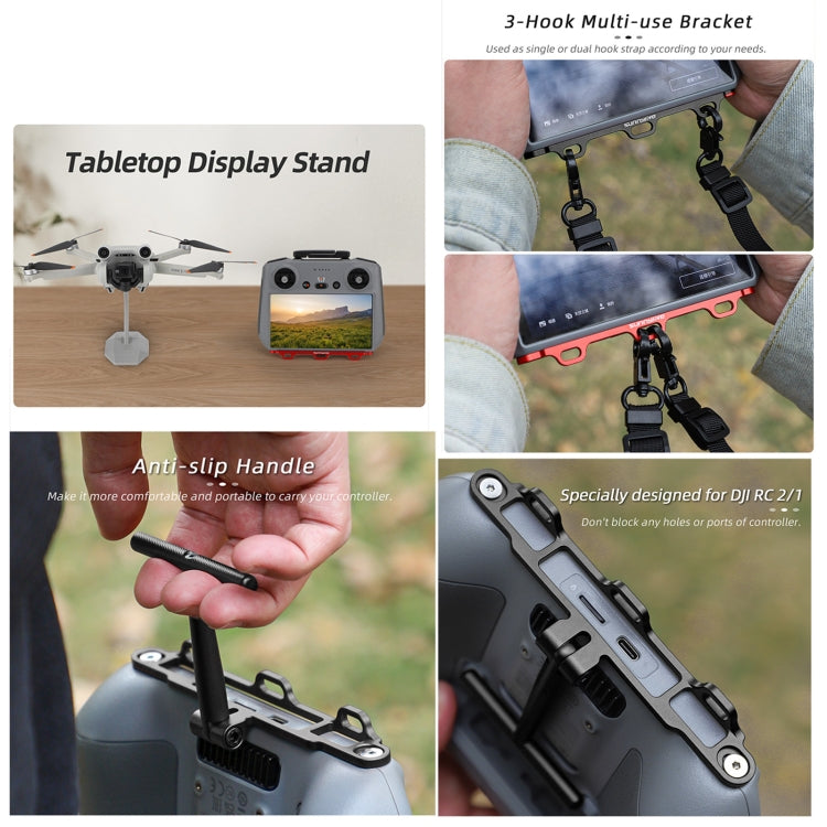 For DJI RC 2 / 1 Sunnylife ZJ764 Controller Handle Waist Support Tabletop Mount Neck Strap Hook Hanger Bracket (Red) - free shipping - PMC TechLife - Order now!