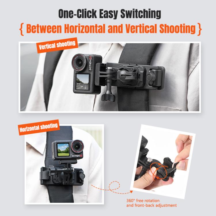 STARTRC Magnetic  Backpack Clip Mount for DJI Osmo 360 / GoPro Action Cameras (Black) - free shipping - PMC TechLife - Order now!