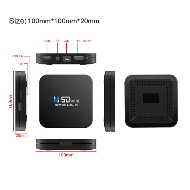 H50 Mini 4K Smart Network TV Box, Android 10.0, RK3318 Quad Core, 2GB+16GB, UK Plug - RK3318 by PMC TechLife | Online Shopping South Africa | PMC TechLife | Buy Now Pay Later Mobicred