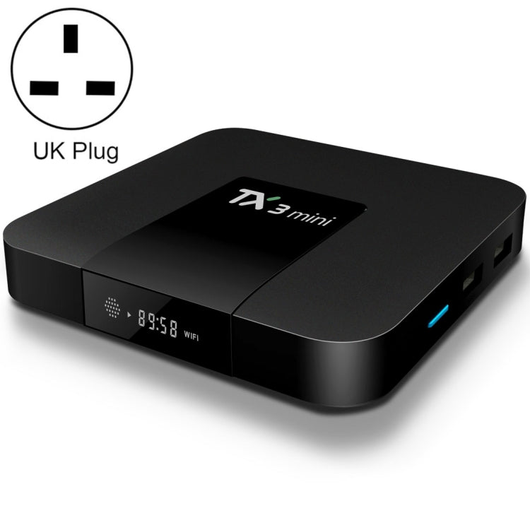 TX3 Mini 4K*2K Display HD Smart TV BOX Player with Remote Controller, Android 7.1 OS Amlogic S905W up to 2.0 GHz, Quad core ARM Cortex-A53, RAM: 2GB DDR3, ROM: 16GB, Supports WiFi & TF & AV In & DC In, UK Plug(Black) - Amlogic S905 by PMC Jewellery | Online Shopping South Africa | PMC Jewellery | Buy Now Pay Later Mobicred