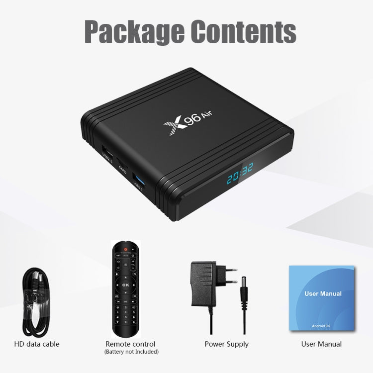 X96 Air 8K Smart TV BOX Android 9.0 Media Player with Remote Control, Quad-core Amlogic S905X3, RAM: 4GB, ROM: 64GB, Dual Band WiFi, Bluetooth, US Plug - Amlogic S905 by PMC TechLife | Online Shopping South Africa | PMC TechLife | Buy Now Pay Later Mobicred