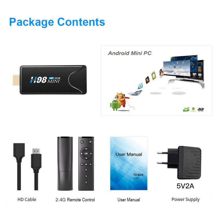 H98 Mini 4K Dongle Smart TV BOX Android 10 Media Player with Remote Control, Allwinner H313 Quad-core ARM Cortex-A53, RAM: 2GB, ROM: 16GB, Support WiFi, Bluetooth, OTG, AU Plug - Allwinner H3 by PMC Jewellery | Online Shopping South Africa | PMC Jewellery | Buy Now Pay Later Mobicred