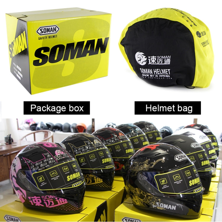 Soman SM-960 Motorcycle Electromobile Full Face Helmet Double Lens Protective Helmet(Blue with Blue Lens) - Helmets by SOMAN | Online Shopping South Africa | PMC Jewellery | Buy Now Pay Later Mobicred