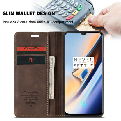 CaseMe-013 Multi-functional Retro Frosted Horizontal Flip Leather Case with Card Slot & Holder & Wallet For OnePlus 7(Coffee) - OnePlus Cases by CaseMe | Online Shopping South Africa | PMC Jewellery | Buy Now Pay Later Mobicred