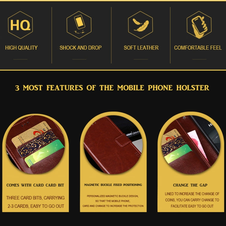 For HTC Desire 20+ idewei Crazy Horse Texture Horizontal Flip Leather Case with Holder & Card Slots & Wallet(Brown) - HTC by idewei | Online Shopping South Africa | PMC Jewellery | Buy Now Pay Later Mobicred