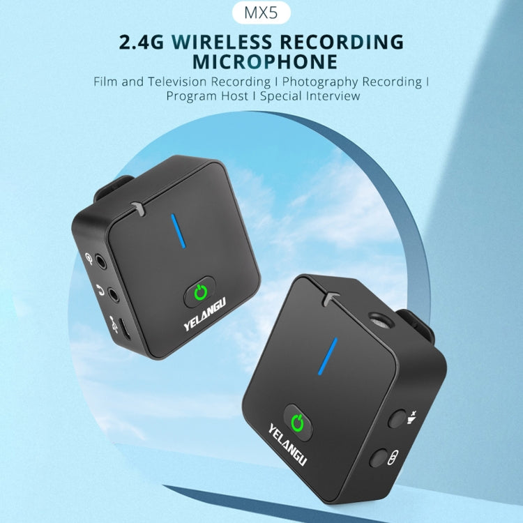 YELANGU MX5 2.4G Live Broadcast Interview Wireless Recording Camera Microphone, 1 Receiver to 1 Transmitter - Microphone by YELANGU | Online Shopping South Africa | PMC Jewellery | Buy Now Pay Later Mobicred