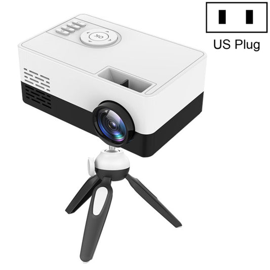 J15 1920 x 1080P HD Household Mini LED Projector with Tripod Mount Support AV / HDMI x 1 / USB x1 / TF x 1, Plug Type:US Plug(Black White) - Mini Projector by PMC Jewellery | Online Shopping South Africa | PMC Jewellery | Buy Now Pay Later Mobicred