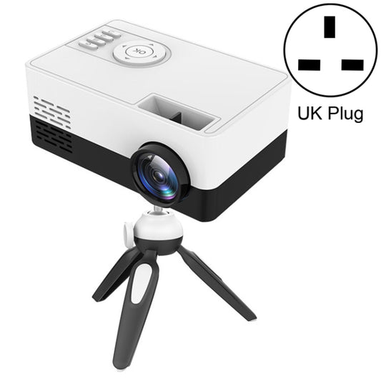 J15 1920 x 1080P HD Household Mini LED Projector with Tripod Mount Support AV / HDMI x 1 / USB x1 / TF x 1, Plug Type:UK Plug(Black White) - Mini Projector by PMC Jewellery | Online Shopping South Africa | PMC Jewellery | Buy Now Pay Later Mobicred