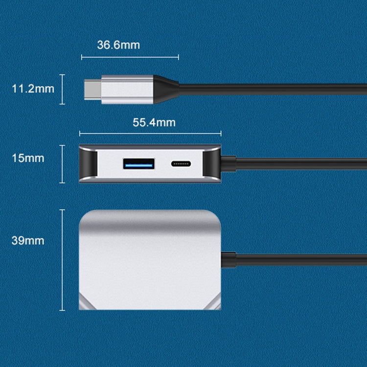 HW-6003 3 In 1 Type-C / USB-C to HDMI + PD + USB 3.0 Docking Station Adapter Converter(Grey) - USB HUB by PMC Jewellery | Online Shopping South Africa | PMC Jewellery | Buy Now Pay Later Mobicred