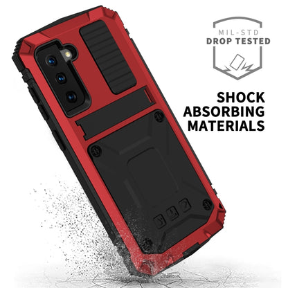 For Samsung Galaxy S21 5G R-JUST Shockproof Waterproof Dust-proof Metal + Silicone Protective Case with Holder(Red) - Galaxy S21 5G Cases by R-JUST | Online Shopping South Africa | PMC Jewellery