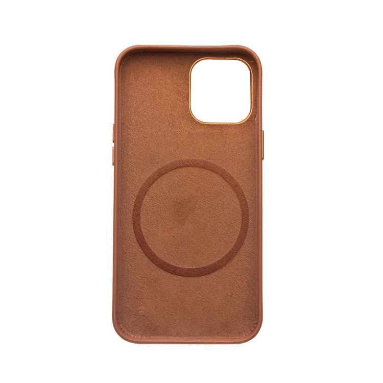 For iPhone 12 mini QIALINO Nappa Leather Shockproof Magsafe Case (Brown) - iPhone 12 mini Cases by QIALINO | Online Shopping South Africa | PMC Jewellery