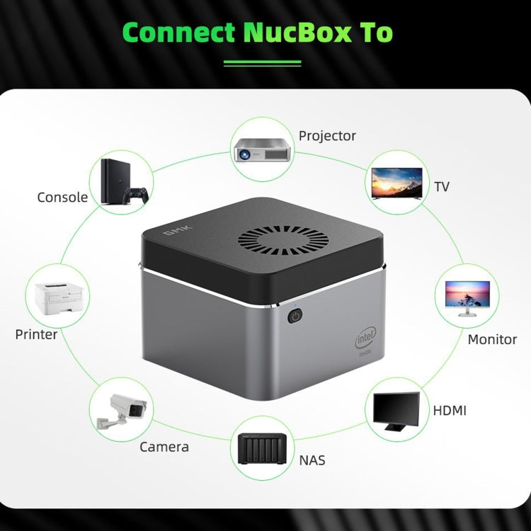 GMK NucBox Windows 10 System Mini PC, Intel Celeron J4125 Quad Core 64bit 14nm 2GHz-2.7GHz, Support WiFi & Bluetooth & RJ45, 8GB+128GB, UK Plug - Windows Mini PCs by PMC Jewellery | Online Shopping South Africa | PMC Jewellery | Buy Now Pay Later Mobicred