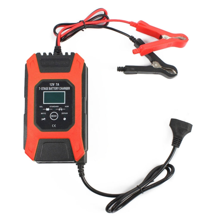 FOXSUR Car / Motorcycle Repair Charger 12V 7A 7-stage + Multi-battery Mode Lead-acid Battery Charger, Plug Type:UK Plug(Red) - Battery Charger by FOXSUR | Online Shopping South Africa | PMC Jewellery | Buy Now Pay Later Mobicred