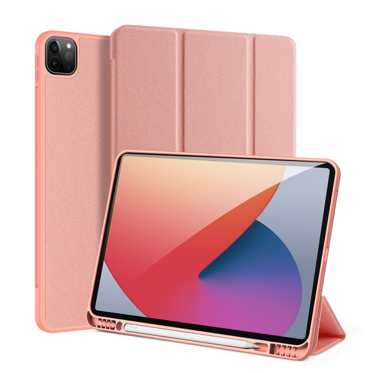 For iPad Pro 12.9 2022 / 2021 / 2020 DUX DUCIS Domo Series Horizontal Flip Magnetic TPU + PU Leather Tablet Case with Three-folding Holder & Pen Slot & Sleep / Wake-up Function(Pink) - iPad Pro 12.9 (2022/2021) Cases by DUX DUCIS | Online Shopping South Africa | PMC Jewellery | Buy Now Pay Later Mobicred