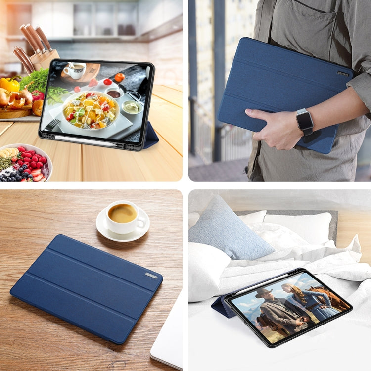 For iPad Pro 12.9 2022 / 2021 / 2020 DUX DUCIS Domo Series Horizontal Flip Magnetic TPU + PU Leather Tablet Case with Three-folding Holder & Pen Slot & Sleep / Wake-up Function(Blue) - iPad Pro 12.9 (2022/2021) Cases by DUX DUCIS | Online Shopping South Africa | PMC Jewellery | Buy Now Pay Later Mobicred