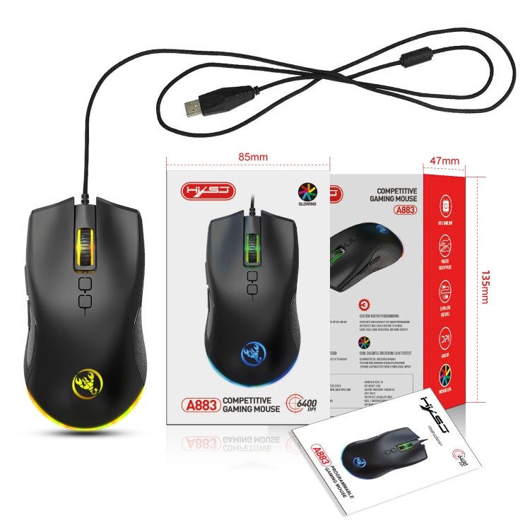 HXSJ A883 7 Keys 6400DPI RGB Light Mechanical Gaming Wired Mouse - Wired Mice by HXSJ | Online Shopping South Africa | PMC TechLife | Buy Now Pay Later Mobicred