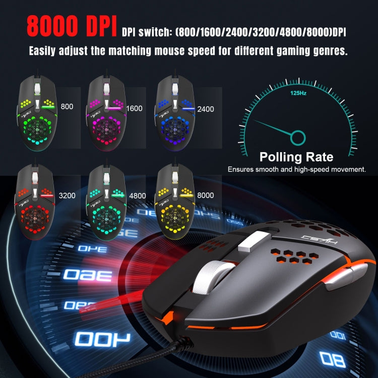 HXSJ J400 6 Keys 8000DPI RGB Light Fan Cooling Gaming Wired Mouse - Wired Mice by HXSJ | Online Shopping South Africa | PMC Jewellery