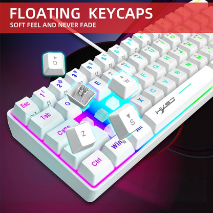 HXSJ V700 61 Keys RGB Lighting Gaming Wired Keyboard (White) - Wired Keyboard by HXSJ | Online Shopping South Africa | PMC Jewellery | Buy Now Pay Later Mobicred