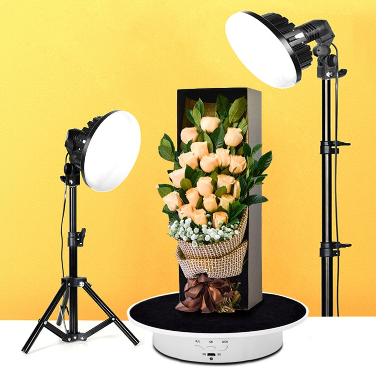 20cm USB Electric Rotating Turntable Display Stand Video Shooting Props Turntable for Photography, Load: 8kg(White Base Black Velvet) - free shipping - PMc TechLife - Order now!