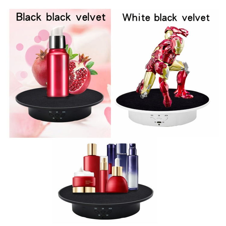 20cm USB Electric Rotating Turntable Display Stand Video Shooting Props Turntable for Photography, Load: 8kg(White Base White Velvet) - free shipping - PMc TechLife - Order now!