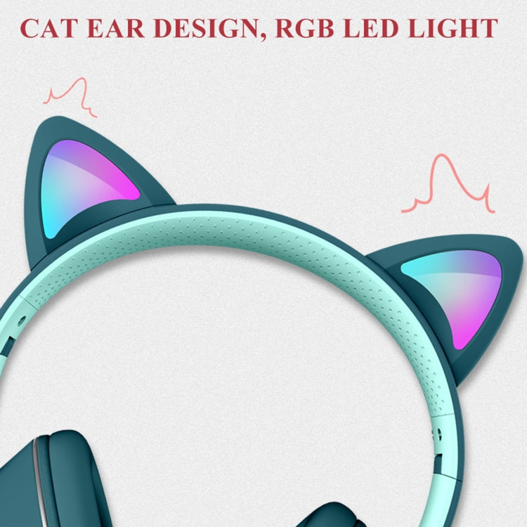 AKZ-022 USB + 3.5mm Port Cat Ear Design Foldable LED Headset with Mic(Grey) - free shipping - PMC Jewellery - Order now!