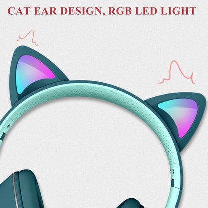 AKZ-022 USB + 3.5mm Port Cat Ear Design Foldable LED Headset with Mic(Light Blue) - Multimedia Headset by PMC Jewellery | Online Shopping South Africa | PMC Jewellery | Buy Now Pay Later Mobicred