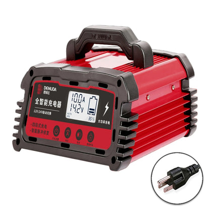 DEMUDA DC100 10A 12V / 24V Car Battery Charger Intelligent Pulse Repair Type Lead-acid Battery, Plug Type:US Plug(Red) - Battery Charger by PMC Jewellery | Online Shopping South Africa | PMC Jewellery | Buy Now Pay Later Mobicred