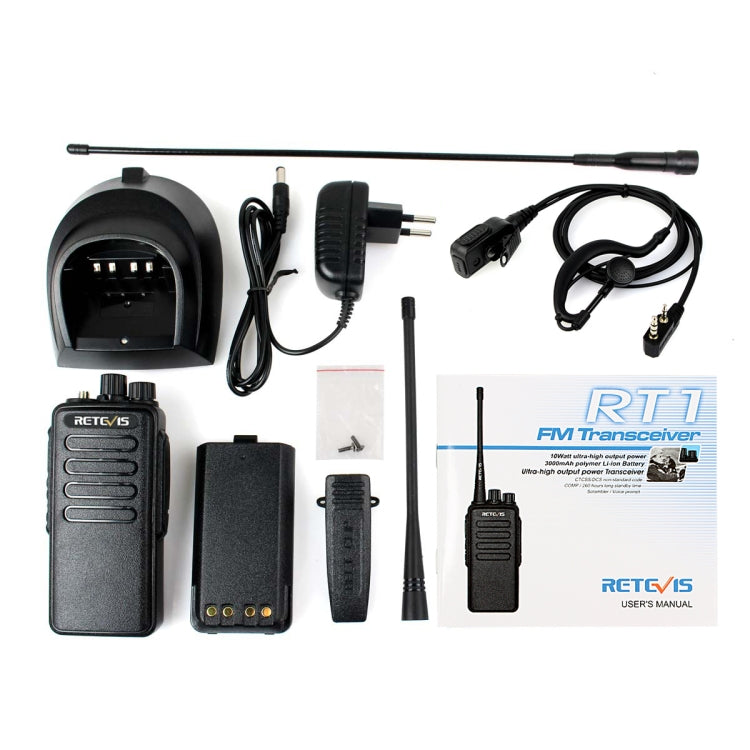 RETEVIS RT1 10W UHF 400-520MHz 16CH Handheld Walkie Talkie, EU Plug - Handheld Walkie Talkie by RETEVIS | Online Shopping South Africa | PMC Jewellery | Buy Now Pay Later Mobicred