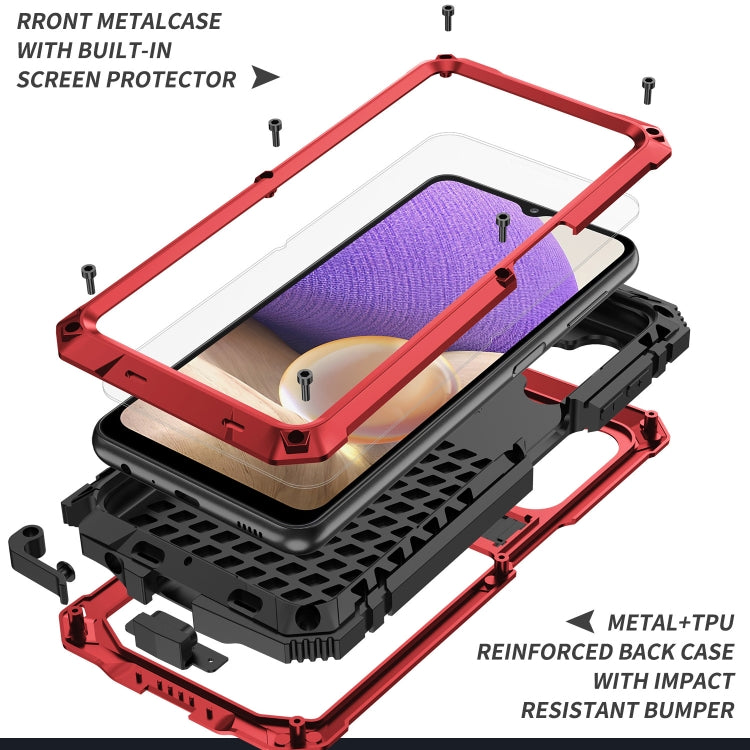 For Samsung Galaxy A32 5G / M32 5G R-JUST Waterproof Shockproof Dustproof Metal + Silicone Protective Case with Holder(Red) - Galaxy Phone Cases by R-JUST | Online Shopping South Africa | PMC Jewellery