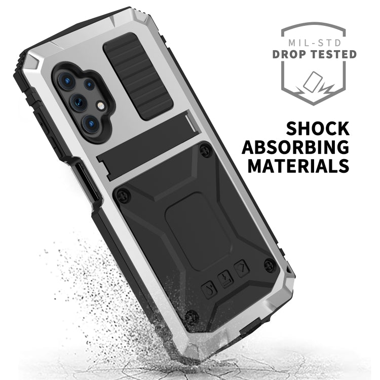 For Samsung Galaxy A32 5G / M32 5G R-JUST Waterproof Shockproof Dustproof Metal + Silicone Protective Case with Holder(Silver) - Galaxy Phone Cases by R-JUST | Online Shopping South Africa | PMC Jewellery