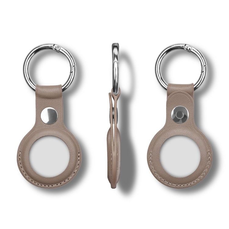 Anti-scratch Top-layer Cowhide Leather Case Cover with Switchable Keychain Ring for AirTag(Grey) - Key Chain Series by PMc TechLife | Online Shopping South Africa | PMc TechLife | Buy Now Pay Later Mobicred