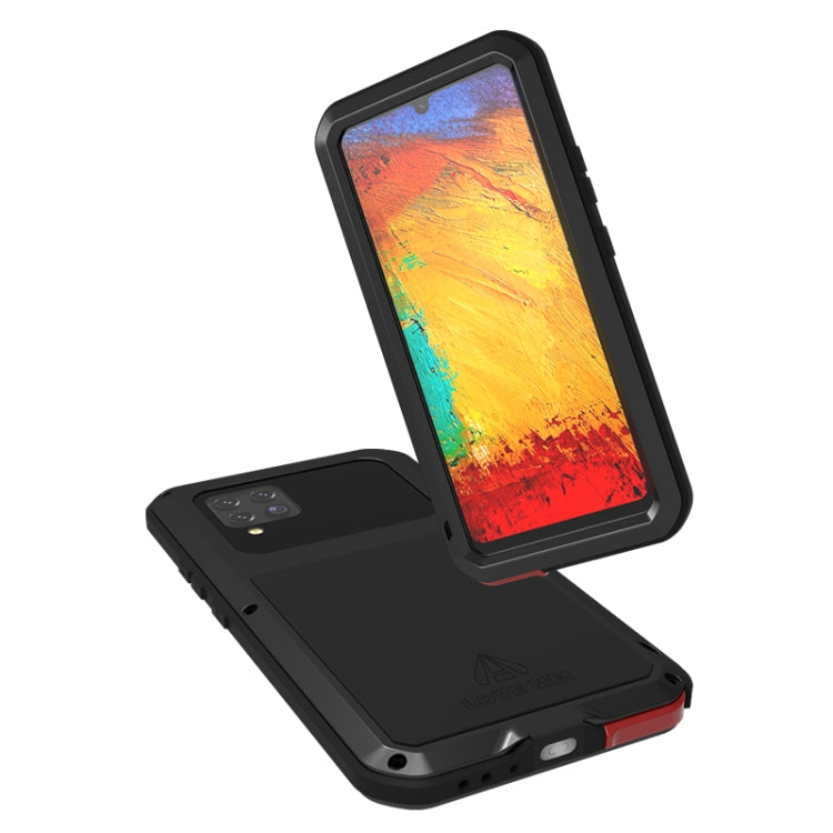 For Samsung Galaxy A42 LOVE MEI Metal Shockproof Waterproof Dustproof Protective Case with Glass(Black) - Galaxy Phone Cases by LOVE MEI | Online Shopping South Africa | PMC Jewellery