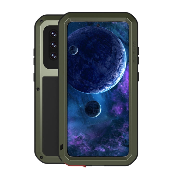 For Samsung Galaxy A52 5G / 4G LOVE MEI Metal Shockproof Waterproof Dustproof Protective Case with Glass(Army Green) - Galaxy Phone Cases by LOVE MEI | Online Shopping South Africa | PMC Jewellery | Buy Now Pay Later Mobicred