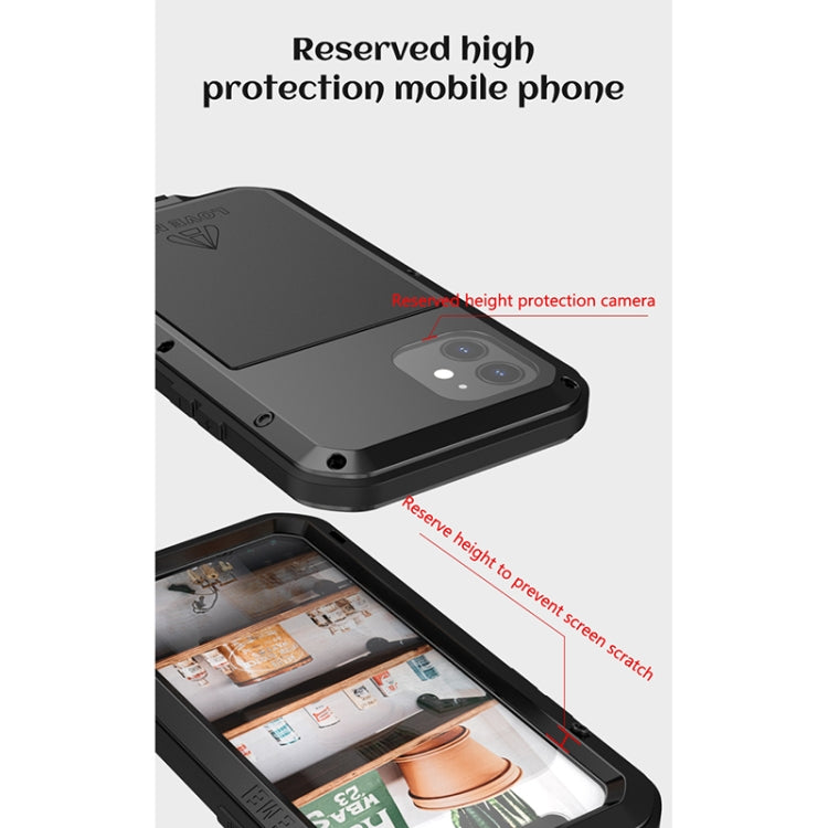 For iPhone 12 LOVE MEI Metal Shockproof Life Waterproof Dustproof Protective Case(Black) - iPhone 12 / 12 Pro Cases by LOVE MEI | Online Shopping South Africa | PMC Jewellery | Buy Now Pay Later Mobicred