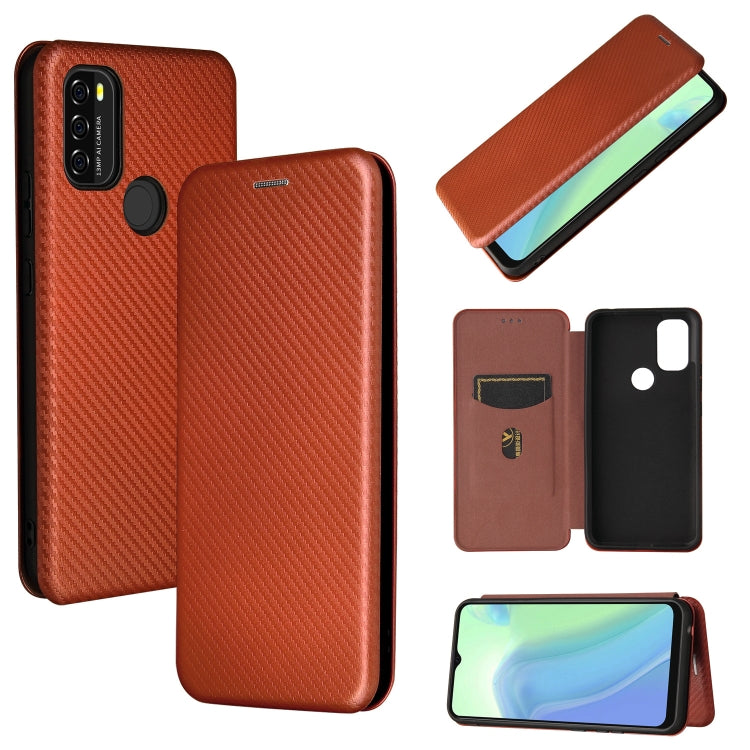 For Blackview A70 (2021) Carbon Fiber Texture Horizontal Flip TPU + PC + PU Leather Case with Card Slot(Brown) - More Brand by PMC Jewellery | Online Shopping South Africa | PMC Jewellery