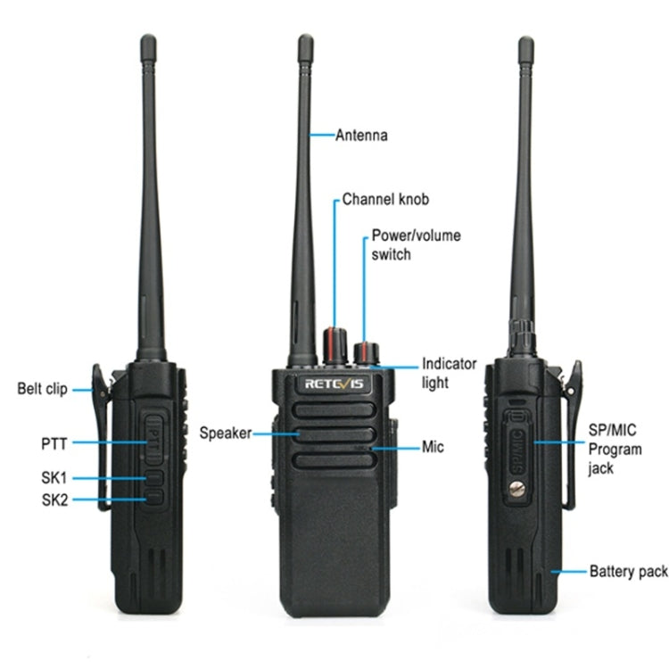 RETEVIS RT29 10W UHF 400-480MHz 16CHS Two Way Radio Handheld Walkie Talkie, EU Plug(Black) - Handheld Walkie Talkie by RETEVIS | Online Shopping South Africa | PMC Jewellery | Buy Now Pay Later Mobicred