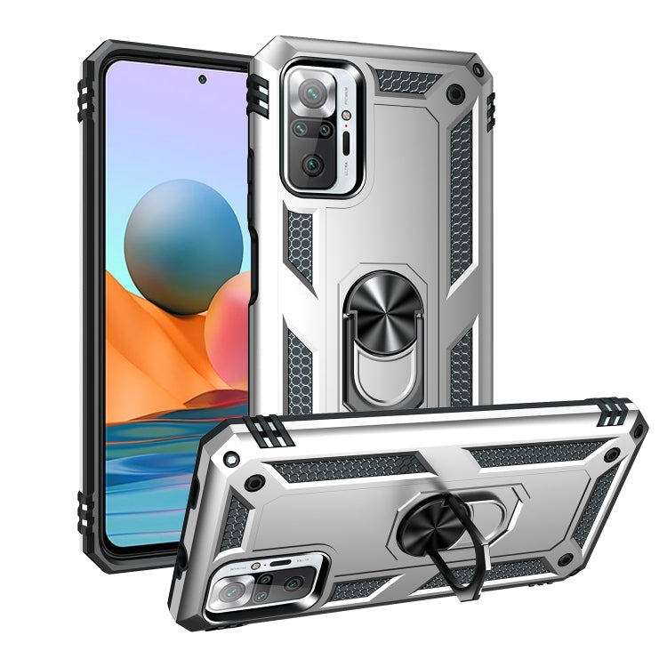 For Xiaomi Redmi Note 10 Pro Shockproof TPU + PC Protective Case with 360 Degree Rotating Holder(Silver) - Xiaomi Cases by PMC TechLife | Online Shopping South Africa | PMC TechLife