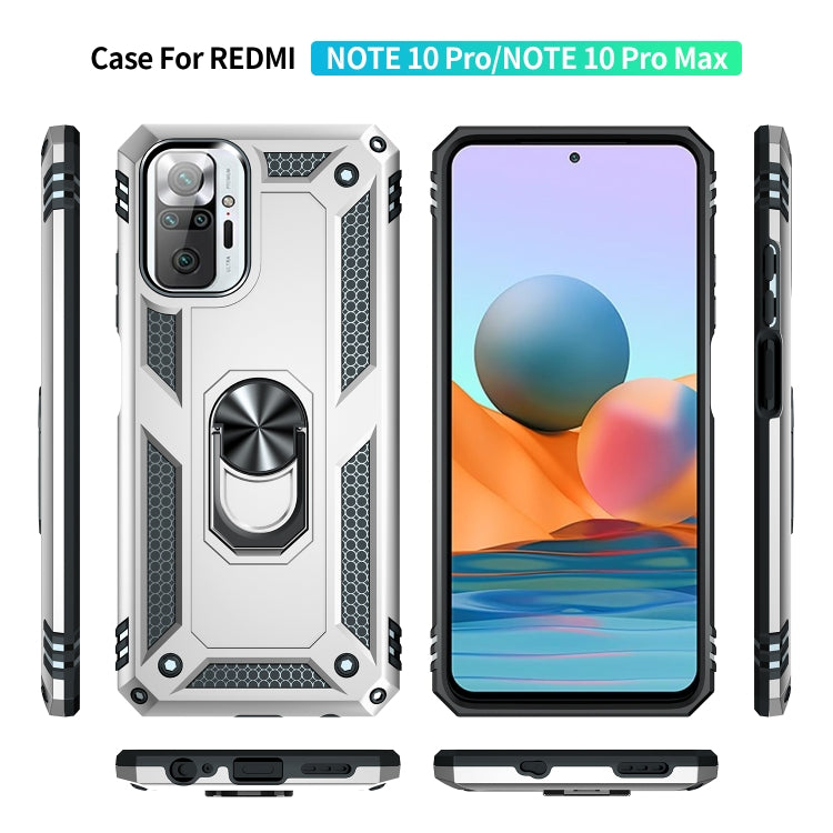 For Xiaomi Redmi Note 10 Pro Shockproof TPU + PC Protective Case with 360 Degree Rotating Holder(Silver) - Xiaomi Cases by PMC TechLife | Online Shopping South Africa | PMC TechLife