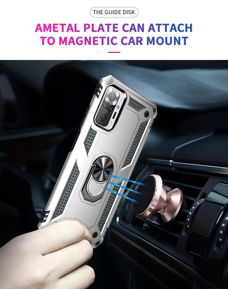 For Xiaomi Redmi Note 10 Pro Shockproof TPU + PC Protective Case with 360 Degree Rotating Holder(Silver) - Xiaomi Cases by PMC TechLife | Online Shopping South Africa | PMC TechLife